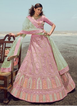 Organza Pink Designer Lehenga Choli