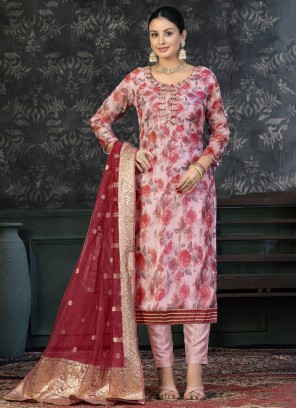 Organza Red Salwar Kameez