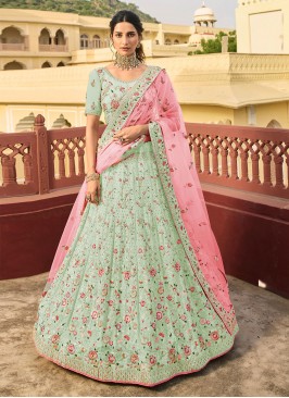 Organza Swarovski Sea Green Lehenga Choli