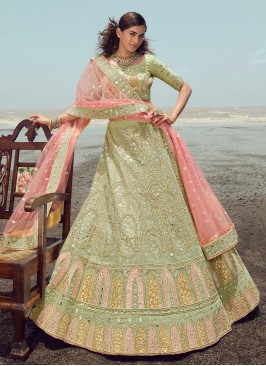 Organza Thread Green Designer Lehenga Choli