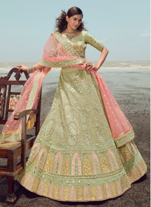 Organza Thread Green Designer Lehenga Choli