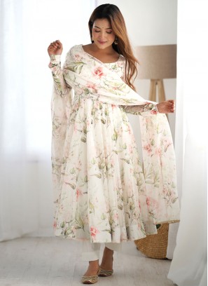 Organza Trendy Salwar Kameez in White