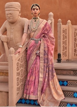 Organza Trendy Saree in Pink