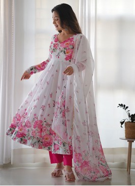Organza White Trendy Salwar Suit