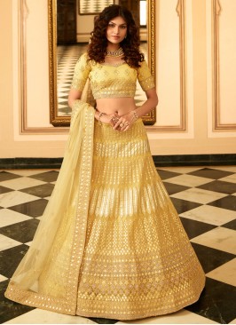 Organza Yellow Lehenga Choli