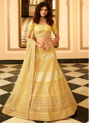 Organza Yellow Lehenga Choli