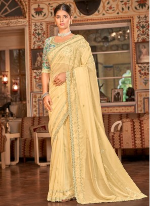 Organza Yellow Saree