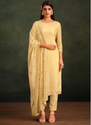 Orphic Organza Yellow Swarovski Designer Salwar Suit