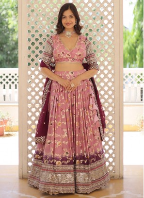 Orphic Pink Sequins Lehenga Choli