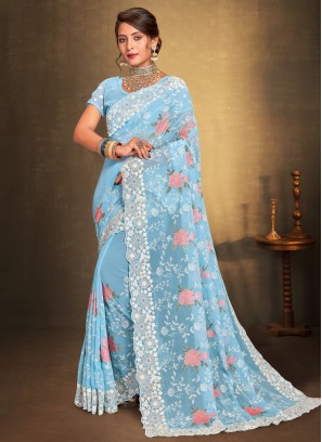 Orphic Resham Georgette Designer Saree