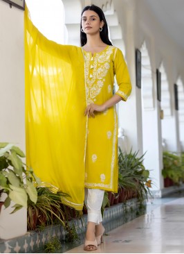 Orphic Yellow Cotton Salwar Suit