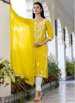 Orphic Yellow Cotton Salwar Suit