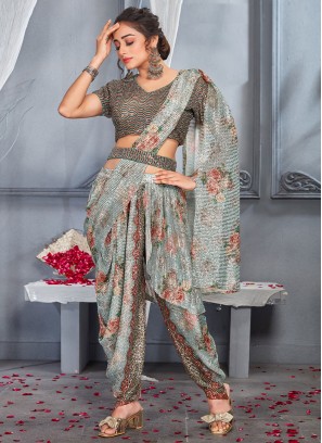 Outstanding Blue Party Contemporary Saree
