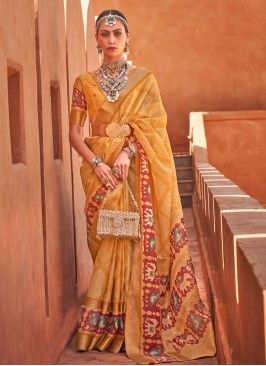 Outstanding Foil Print Cotton Silk Trendy Saree