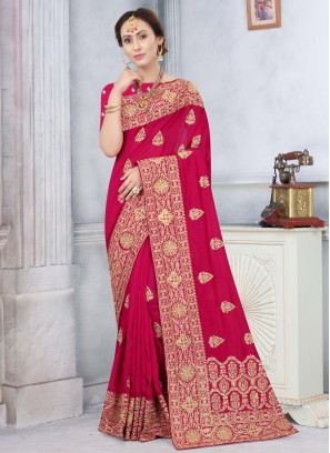 Outstanding Stone Rani Silk Designer Traditional Saree
