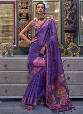 Outstanding Violet Sangeet Classic Saree