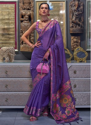 Outstanding Violet Sangeet Classic Saree