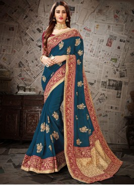 Paramount Art Silk Blue Designer Saree