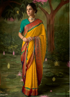 Paramount Brasso Mustard Trendy Saree