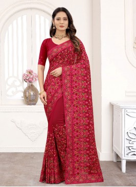 Paramount Faux Georgette Embroidered Designer Sare