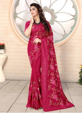 Paramount Pink Embroidered Classic Saree