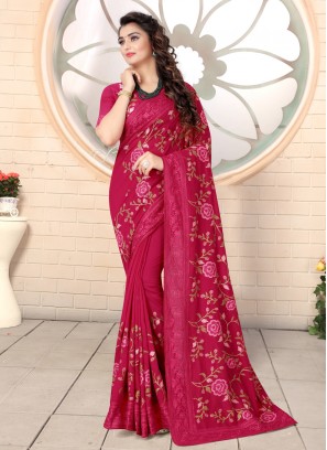 Paramount Pink Embroidered Classic Saree