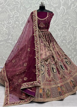 Paramount Purple Zircon Velvet Designer A Line Lehenga Choli