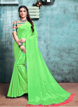 Parrot Green Color Saree