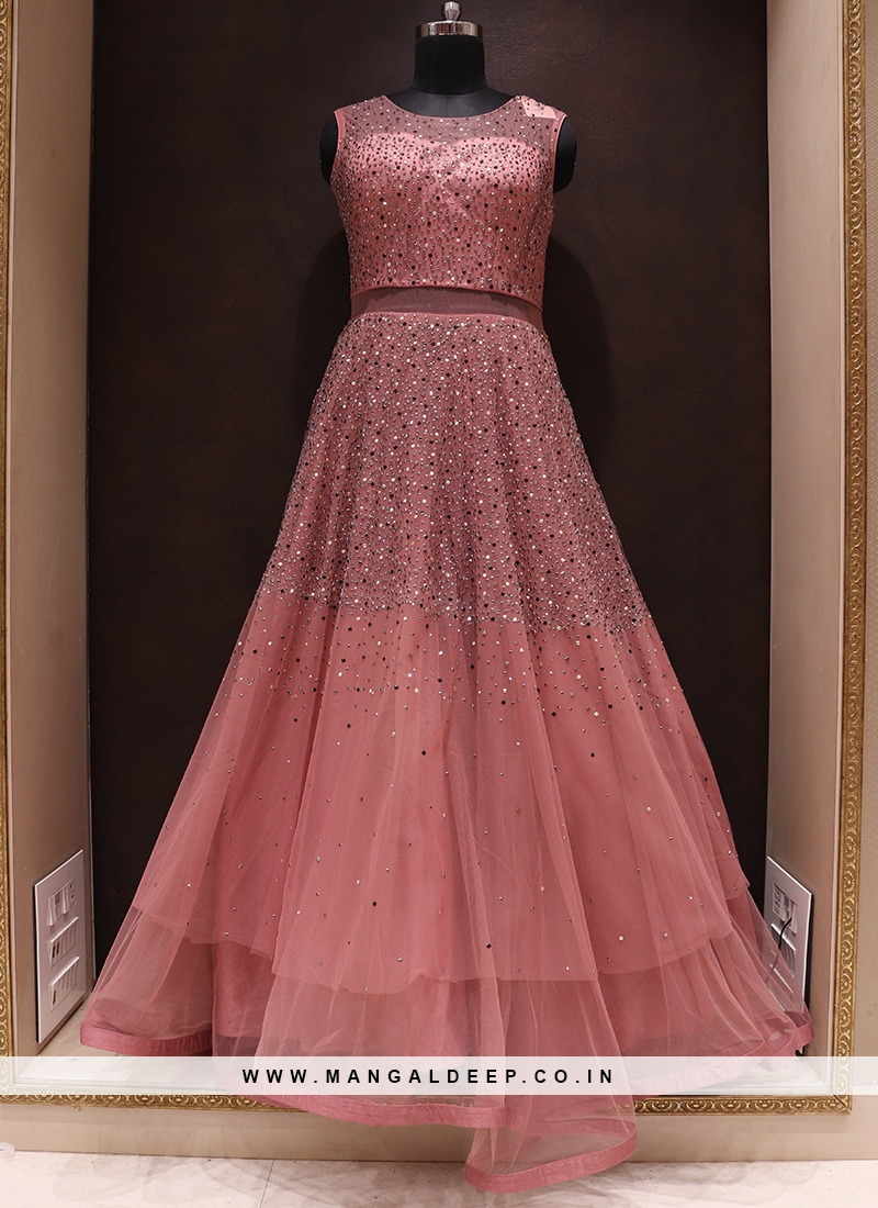 pink colour gown design