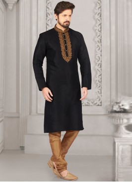 Party Wear Black Color Kurta Payjama