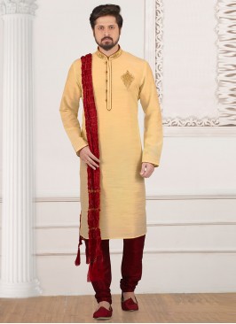 Party Wear Cream Color Kurta Payjama