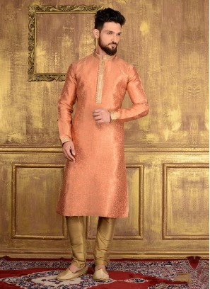 Party Wear Kurta Pajama In Peach Colour