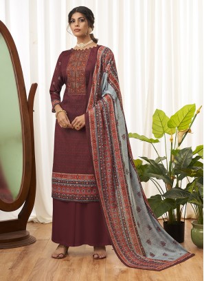 Party Wear Maroon Color Designer Salwar Kameez