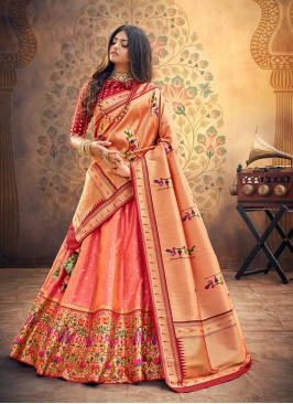 Party Wear Pink Color Embroidered Lehenga Choli