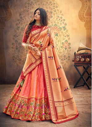 Party Wear Pink Color Embroidered Lehenga Choli