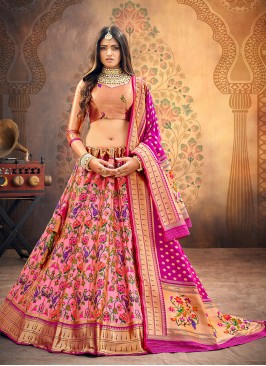 Party Wear Pink Color Embroidered Lehenga Choli