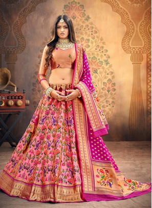 Party Wear Pink Color Embroidered Lehenga Choli
