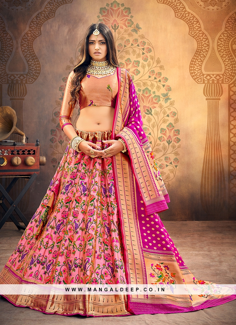 Party Wear Pink Color Embroidered ...