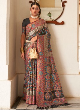 Pashmina Kashmiri Grey Classic Saree