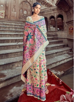Pashmina Peach Contemporary Saree