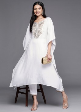 Pashnima Silk Designer Kurti in White