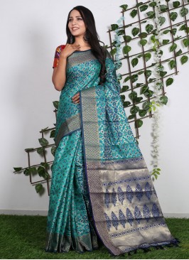 Patola Silk  Firozi Weaving Classic Saree