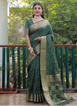 Patola Silk  Green Saree