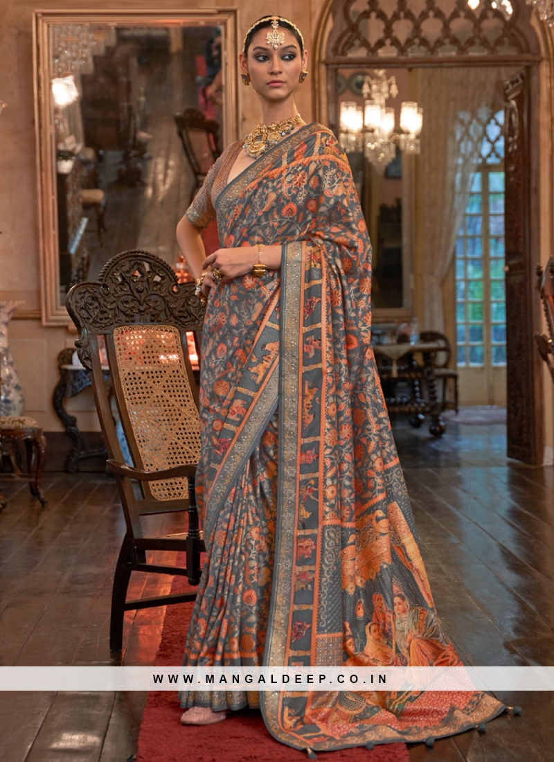 Patola Silk Grey Weaving Trendy Saree