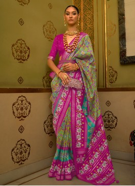 Patola Silk  Patola Print Multi Colour Classic Saree