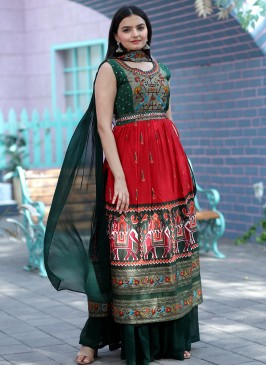 Patola Silk  Trendy Salwar Kameez in Red