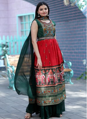 Patola Silk  Trendy Salwar Kameez in Red