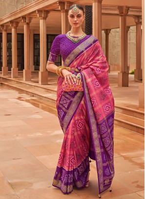 Patola Silk  Weaving Saree in Pink