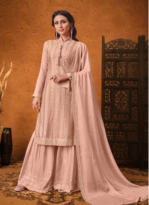 Peach Color Chinon Pakisrani Style Dress