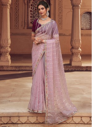 Peach Color Classic Saree